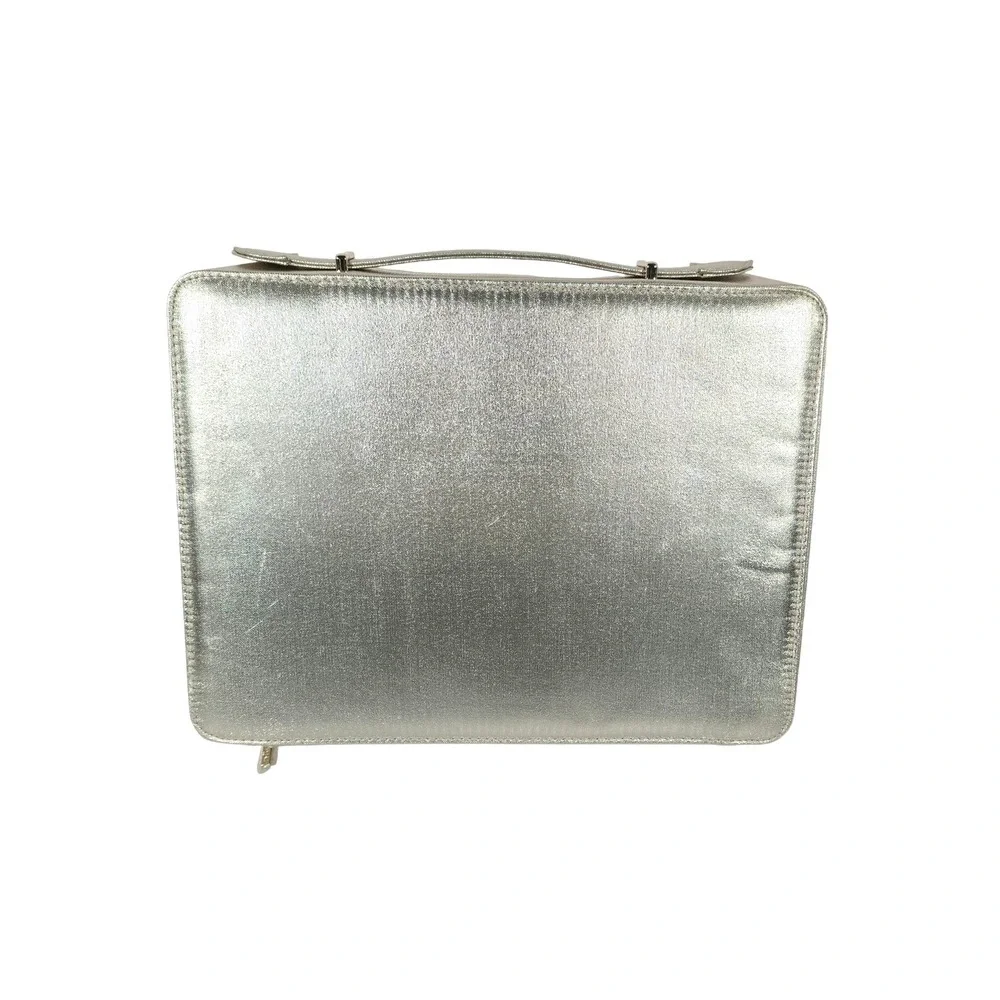 Lancome Gold Rose Embossed Cosmetic Travel Case Bag Organizer‎ Zippered Handle